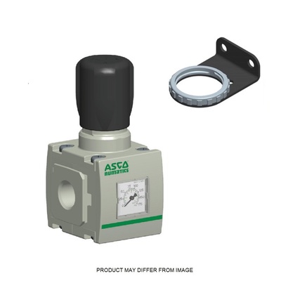 NUMATICS/AVENTICS REGULATOR W/FLOW CHECK 652 SERIES 3/8" NPT, 3-45PSI, TP, PN/BRK, ROUND PSI GAUGE