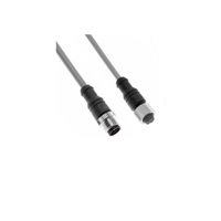 MENCOM CORDSET 4 PIN M12 M/F STR 5M PVC GY 22AWG 300VAC/DC