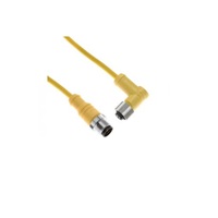 MENCOM CORDSET 4 PIN M12 M/F STR/ELB 1M PVC YE 22AWG 300VAC/DC
