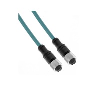 MENCOM ETHERNET CORDSET 4 PIN M12 F/F STR 2M PVC TEAL HI-FLEX 24AWG 60VAC/DC