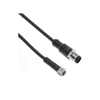 MENCOM CORDSET 3 PIN M12/M8 M/F STR 0.5M PVC BK 24AWG 60VAC/DC