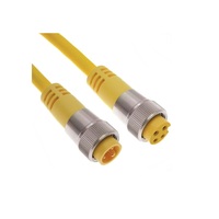 MENCOM CORDSET 3 PIN 7/8" MINI M/F STR 12' PVC YE 16AWG 600VAC/DC