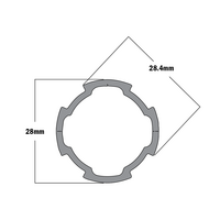 10D-28G-0 MODULAR SOLUTION D28 EXTRUDED PROFILE 28MM OD FRAME WITH RIDGE MOUNT & INTERNAL 4M LONG