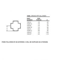 102A-B ANDERSON BRASS FITTING 1/4" NPT FEMALE CROSS