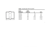 103A-A ANDERSON BRASS FITTING 1/8" NPT FEMALE COUPLING