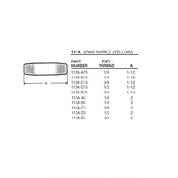 113A-B2 ANDERSON BRASS FITTING 1/4" NPT MALE X 2" LONG NIPPLE