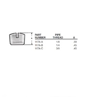 117A-B ANDERSON BRASS FITTING 1/4" NPT MALE HEX COUNTERSUNK PLUG (SLOTTED)