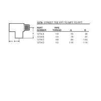 127A-C ANDERSON BRASS FITTING 3/8" NPT MALE/FEMALE STREET TEE