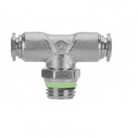 AIGNEP STAINLESS STEEL PUSH-IN FITTING&lt;BR&gt;3/8&quot; TUBE X 1/4&quot; UNIV MALE SWIVEL BRANCH TEE