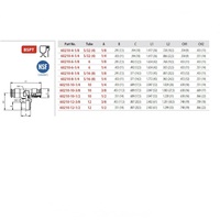 60210-06-04 AIGNEP STAINLESS STEEL PUSH-IN FITTING 3/8" TUBE X 1/4" UNIV MALE SWIVEL BRANCH TEE