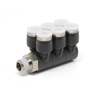 PISCO PLASTIC PUSH-IN FITTING 1/2" TUBE X 3/8" NPT MALE TRIPLE BRANCH UNIVERSAL ELBOW