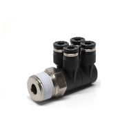 PISCO PLASTIC PUSH-IN FITTING 10MM TUBE X 1/4" BSPT MALE DBL BRANCH UNIVERSAL ELBOW