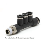 PISCO PLASTIC MANIFOLD PUSH-IN FITTING 1/8" NPT MALE X 3/16" TUBE X 5/32" TUBE(3) TRIPLE BRANCH TEE