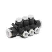 PISCO PLASTIC MANIFOLD PUSH-IN FITTING 3/8" TUBE(2) X 1/4" TUBE(6) DBL TRIPLE UNION BRANCH