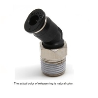 PISCO PLASTIC PUSH-IN FITTING 1/4" TUBE X 1/8" NPT MALE 45DEG ELBOW