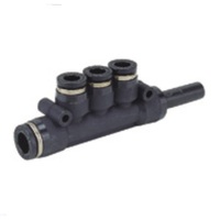 PISCO PLASTIC MANIFOLD PUSH-IN FITTING 10MM PLUG-IN X 10MM TUBE X 8MM(3) TUBE TRIPLE TEE