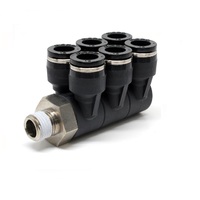 PISCO PLASTIC PUSH-IN FITTING 10MM TUBE X 1/4" BSPT MALE TRIPLE BRANCH UNIVERSAL ELBOW