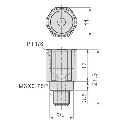 AIRTAC LINEAR RAIL PARTS BEARING GREASE STRIAGHT NIPPLE M6 TO 1/8"PT, FOR BEARING SERIES 20, 25, 30, &amp; 35