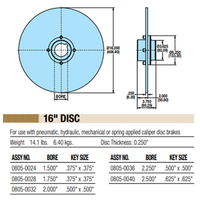 08050036 TOLOMATIC FIXED HUB DISC ASSEMBLY, 16" DISC DIAMETER, 2.25" BORE, 0.25" THICKNESS