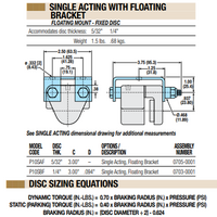 07030000 TOLOMATIC PNEUMATIC CALIPER BRAKE, SINGLE ACTING, FLOATING MOUNT - FIXED DISC , 1/4" THICK (P10SBF)