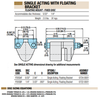 07220001 TOLOMATIC PNEUMATIC CALIPER BRAKE, SINGLE ACTING, FLOATING MOUNT - FIXED DISC, 1/4" THICK (P20SBF)