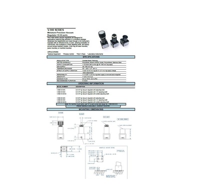 V-910-30-MM-W/OS AIRTROL PRECISION VACUUM REGULATOR 0-30" HG ADJ. SHAFT
