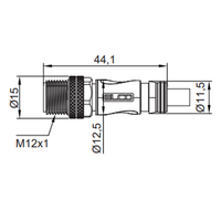 C12.4-10.33/P SINGLE ENDED MICRO CABLE, 4 PIN M12 MALE STRAIGHT PUR YELLOW 22 AWG 10M