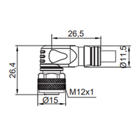 CBO12.4-10.32/WS/P SINGLE ENDED MICRO CABLE, 4 PIN M12 FEMALE ELBOW PUR BLACK 22 AWG 10M SHIELDED