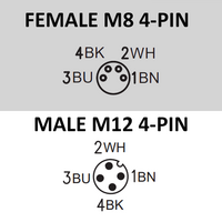 CO8.4-1.23-C12.4/P DOUBLE ENDED PATCH CABLE 4 PIN M8 X M12 F/M STRAIGHT 1M PUR YELLOW 24 AWG