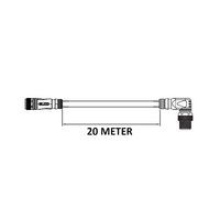 CO12.4-20.32-CB12.4/P DOUBLE ENDED PATCH CABLE, 4 PIN M12 F/M STR/ELB 20M PUR BLACK 22 AWG