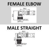 CBO12.4-20.33-CB12.4/P DOUBLE ENDED PATCH CABLE, 4 PIN M12 F/M ELBOW 20M PUR YELLOW 22 AWG