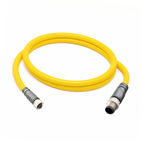 DOUBLE ENDED PATCH CABLE 3 PIN M8 X M12 F/M STRAIGHT 1M PUR YELLOW 24 AWG