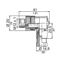 LSB12.5-0/C(BU) M12 FIELD ATTACHABLE SCREW TERMINAL CONNECTORS 5 PIN MALE ELBOW
