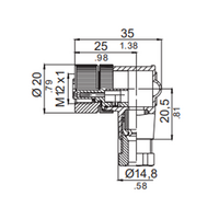 LSBO12.4-0/C(BU) M12 FIELD ATTACHABLE SCREW TERMINAL CONNECTORS 4 PIN FEMALE ELBOW