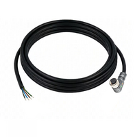 SINGLE ENDED MICRO CABLE, 4 PIN M12 FEMALE ELBOW PUR BLACK 22 AWG 3M PNP LED