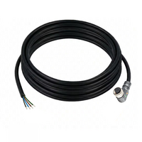 SINGLE ENDED MICRO CABLE, 4 PIN M12 FEMALE ELBOW PUR BLACK 22 AWG 5M PNP LED