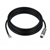 SINGLE ENDED MICRO CABLE, 4 PIN M12 FEMALE STRAIGHT PVC BLACK 22 AWG 5M