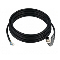 SINGLE ENDED MICRO CABLE, 4 PIN M12 MALE ELBOW PVC BLACK 22 AWG 5M