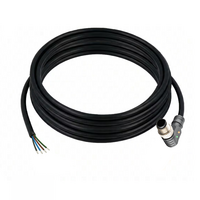 SINGLE ENDED MICRO CABLE, 4 PIN M12 MALE ELBOW PUR BLACK 22 AWG 5M PNP LED