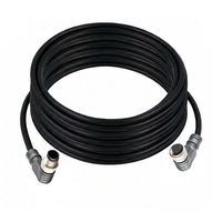 DOUBLE ENDED PATCH CABLE, 4 PIN M12 F/M ELBOW 10M PUR BLACK 22 AWG