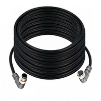 DOUBLE ENDED PATCH CABLE, 4 PIN M12 F/M ELBOW 20M PUR BLACK 22 AWG