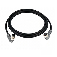 DOUBLE ENDED PATCH CABLE, 4 PIN M12 F/M ELBOW 2M PUR BLACK 22 AWG