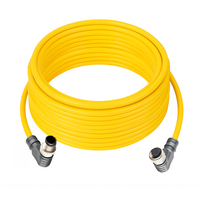 DOUBLE ENDED PATCH CABLE, 4 PIN M12 F/M ELBOW 10M PUR YELLOW 22 AWG