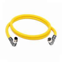 DOUBLE ENDED PATCH CABLE, 4 PIN M12 F/M ELBOW 1M PUR YELLOW 22 AWG