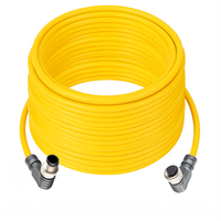 DOUBLE ENDED PATCH CABLE, 4 PIN M12 F/M ELBOW 20M PUR YELLOW 22 AWG