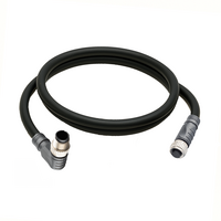 DOUBLE ENDED PATCH CABLE, 4 PIN M12 F/M STR/ELB 1M PUR BLACK 22 AWG