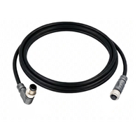 DOUBLE ENDED PATCH CABLE, 4 PIN M12 F/M STR/ELB 2M PUR BLACK 22 AWG