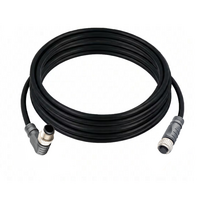 DOUBLE ENDED PATCH CABLE, 4 PIN M12 F/M STR/ELB 5M PUR BLACK 22 AWG