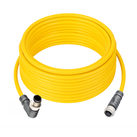 DOUBLE ENDED PATCH CABLE, 4 PIN M12 F/M STR/ELB 10M PUR YELLOW 22 AWG