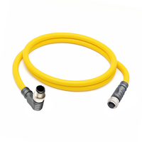 DOUBLE ENDED PATCH CABLE, 4 PIN M12 F/M STR/ELB 1M PUR YELLOW 22 AWG